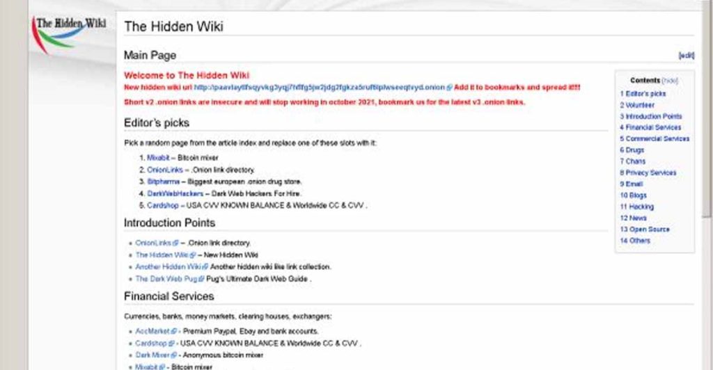 the hidden wiki front page